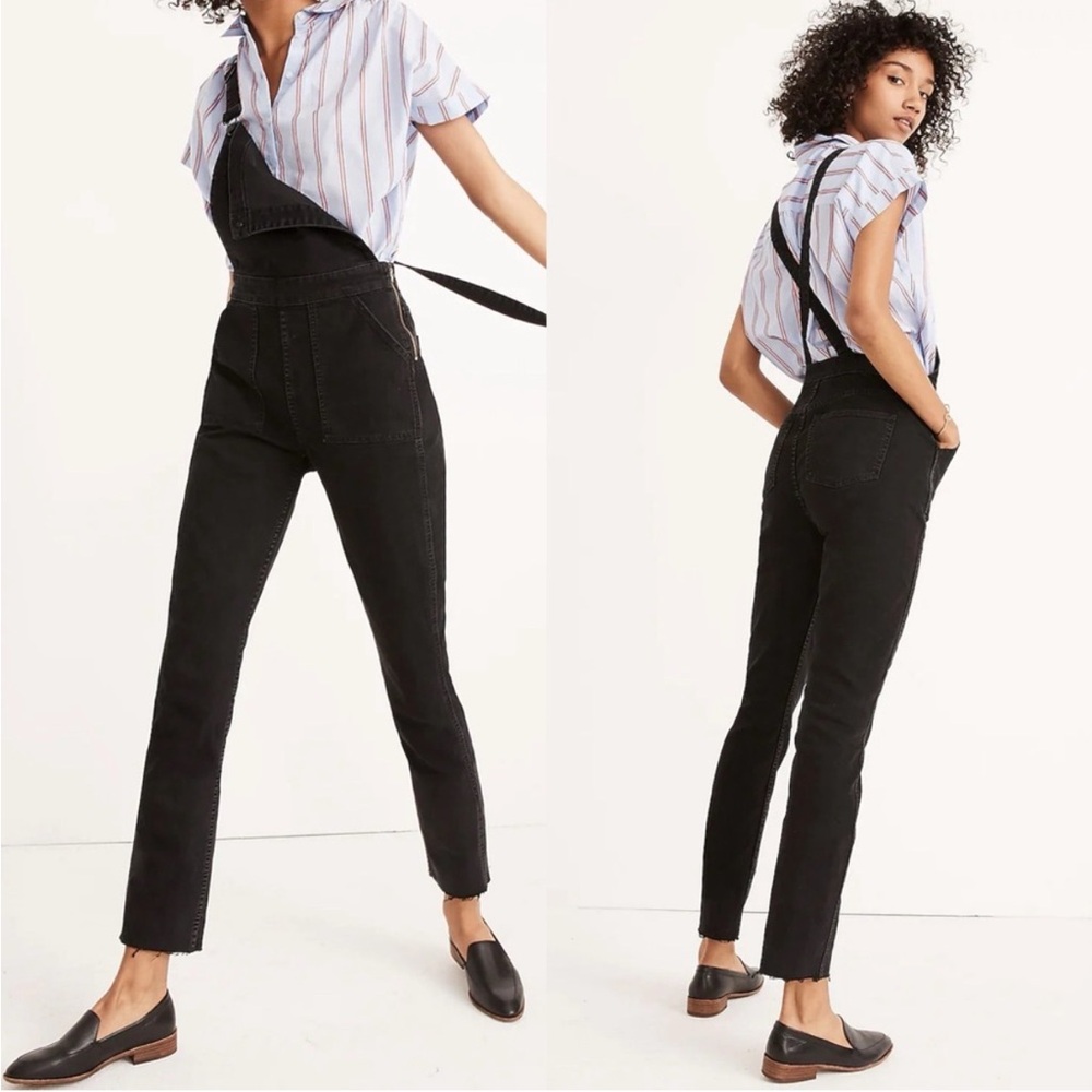 Madewell black cross back overalls